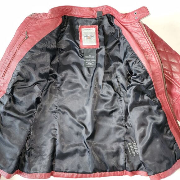 Harley Davidson Burgundy Leather Motorcycle Jacket Size M - Picture 3 of 11